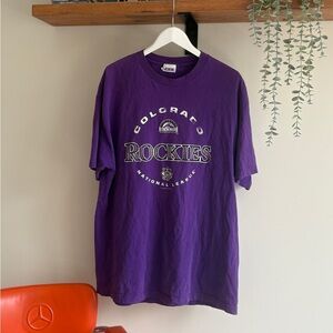 Vintage Purple Colorado Rockies BASEBALL T-Shirt L/XL MLB